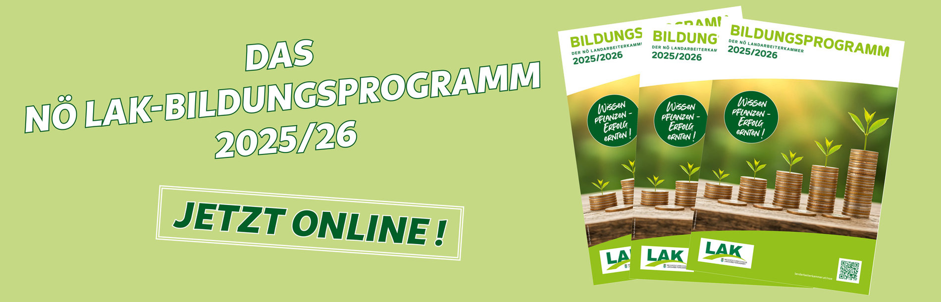 Bewerbung des Bildungsprogramms 2025/26 mit Fotos der Titelseite